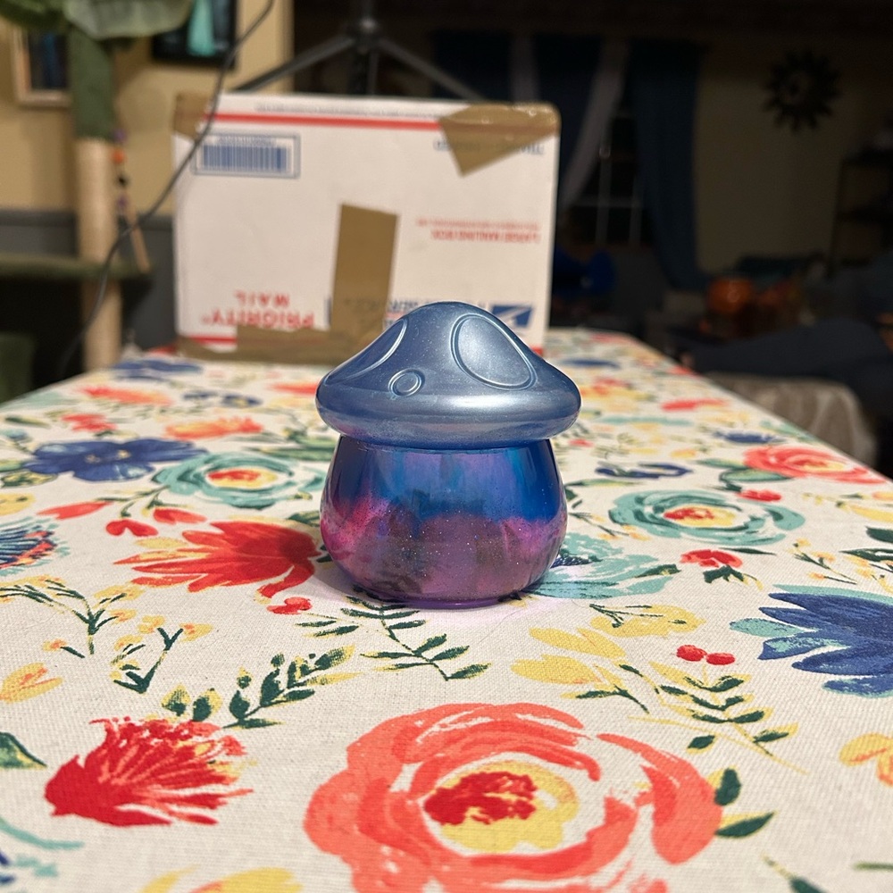 Blue and Purple Ceramic Mushroom by [Brand]